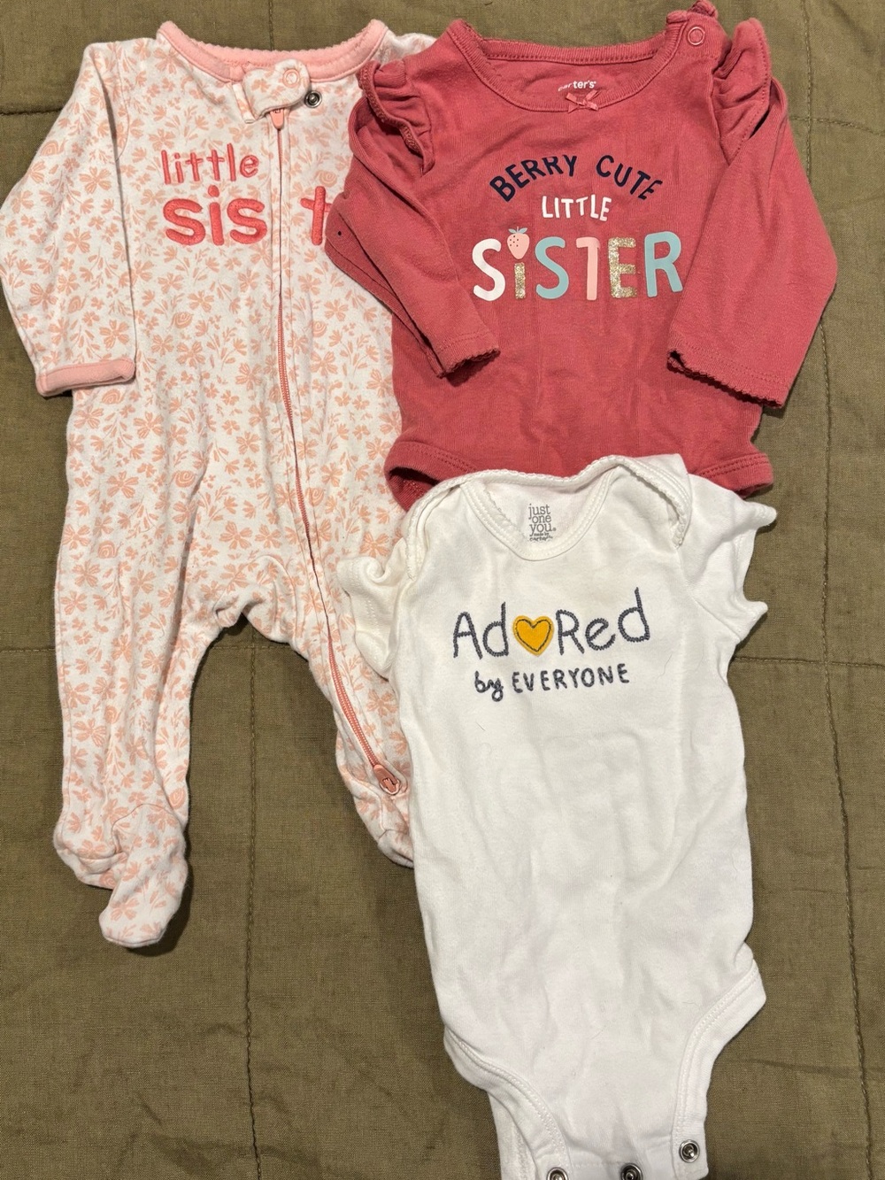 Carter’s Little Sister Baby Set, Pink, Coral & White, 3m